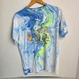 Rick and Morty Adult Swim Tye-dye trippy Men's Tee, Large